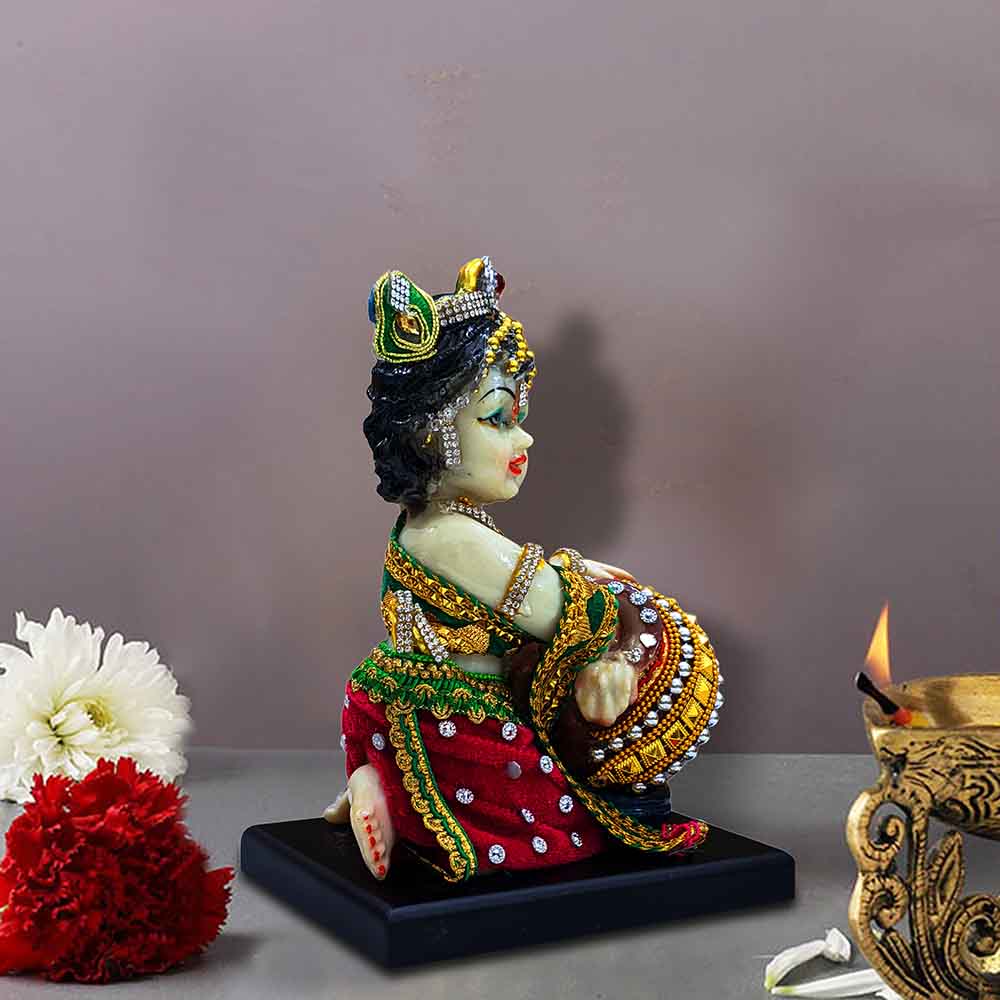 Baby Krishna Eating Makhan Idol